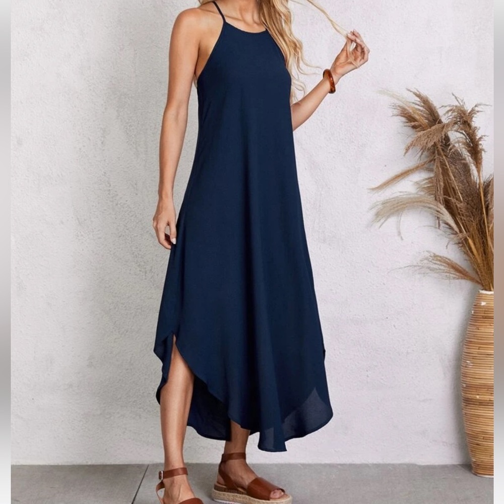 Blue Criss Cross Strap Cami Dress, sz. 4